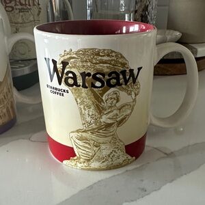 Starbucks Warsaw Mug with Red and Gold Design